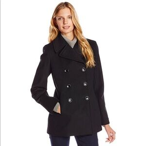 Calvin Klein Double Breasted Black Pea Coat